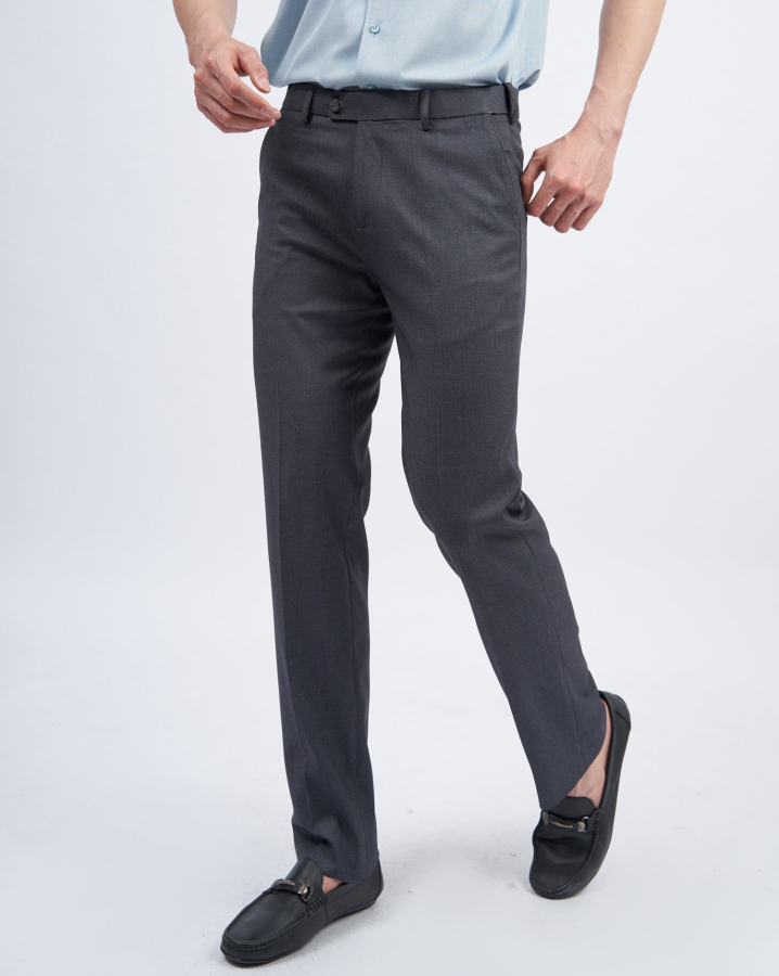Quần Âu Nam Dáng Suông Màu Đen Trơn 2030 - Xám