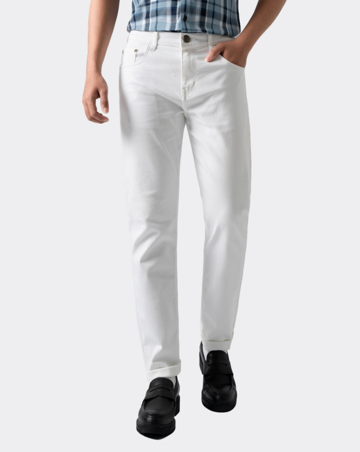 Quần Jeans Nam Dáng Slim Màu Trắng 3016A