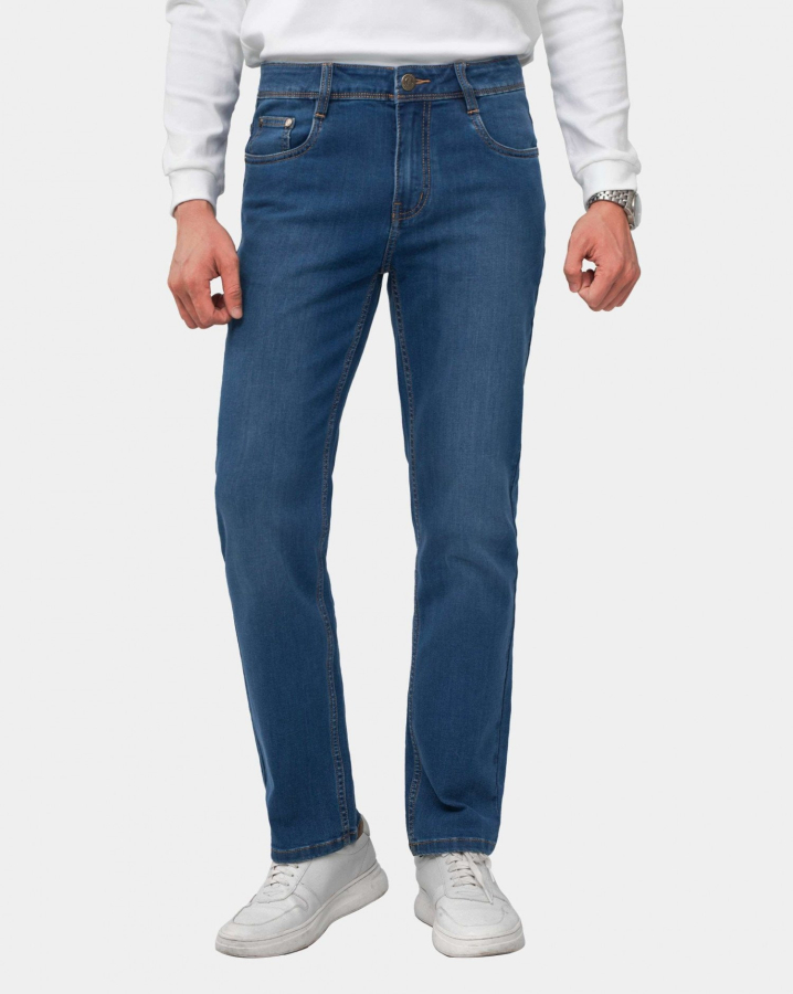 Quần Jeans Nam Dáng Suông Co Giãn Màu Xanh 4016A