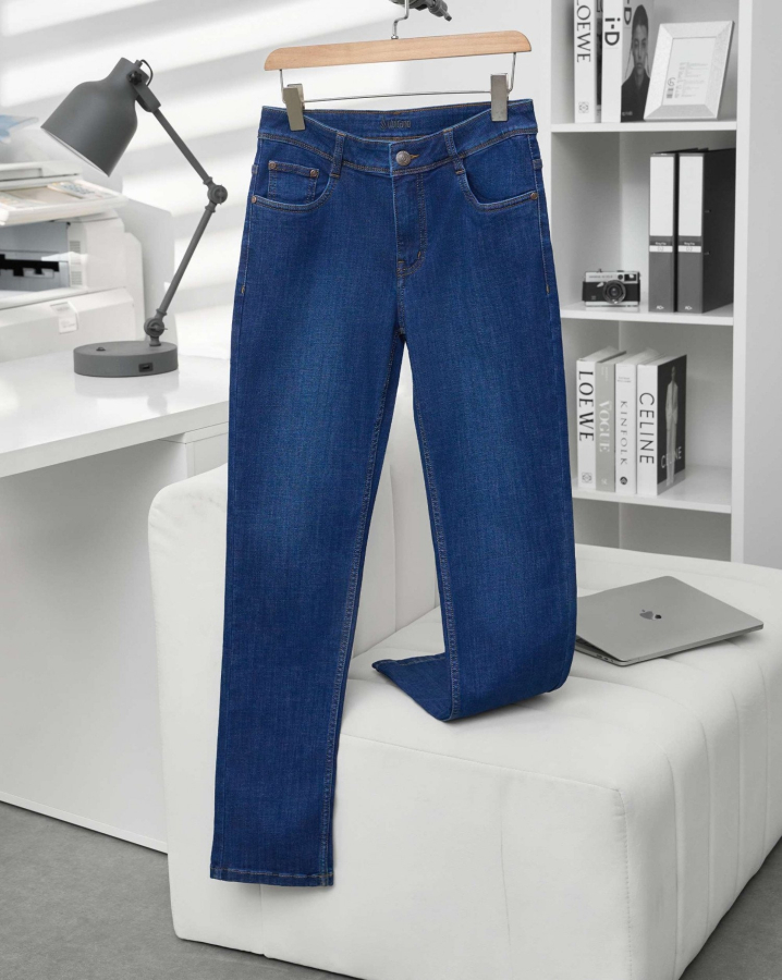 Quần Jeans Nam Dáng Suông Màu Xanh Co Giãn 5006A