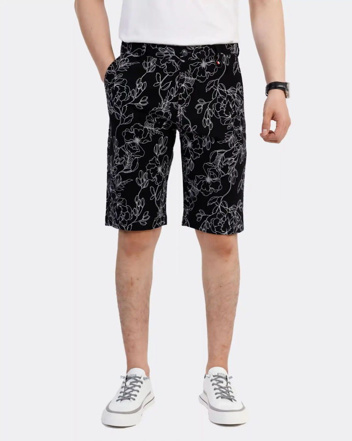 Quần Short Nam Họa Tiết Thời Trang 3005A Đen