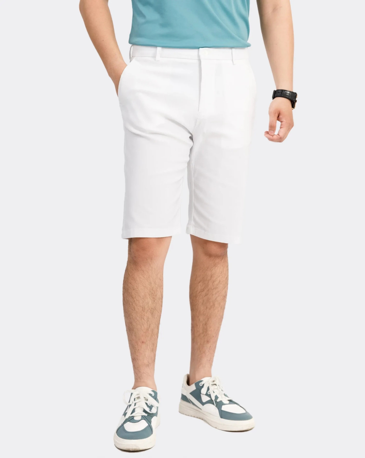 Quần Short Nam Trơn Co Giãn 3003W Trắng
