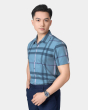 Áo Sơ Mi Ngắn Tay Nam Họa Tiết Kẻ 5021A Xanh