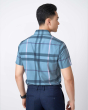 Áo Sơ Mi Ngắn Tay Nam Họa Tiết Kẻ 5021A Xanh