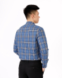 Áo Sơ Mi Dài Tay Nam Kẻ 3036 Xanh
