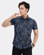 Áo Sơ Mi Ngắn Tay Nam Đi Biển Họa Tiết 3028C Xanh Tím Than