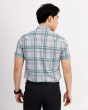 Áo Sơ Mi Ngắn Tay Nam Họa Tiết Kẻ 3033A Xanh