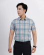 Áo Sơ Mi Ngắn Tay Nam Họa Tiết Kẻ 3033A Xanh