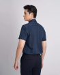 Áo Sơ Mi Ngắn Tay Nam Họa Tiết Kẻ Dọc 3011A Xanh Tím Than