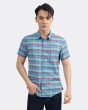 Áo Sơ Mi Ngắn Tay Nam Họa Tiết Kẻ Phối 3020A Xanh Lá Cây
