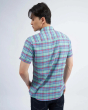 Áo Sơ Mi Ngắn Tay Nam Họa Tiết Kẻ Phối 3020A Xanh Lá Cây