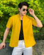 Áo Sơ Mi Ngắn Tay Nam Linen 4011E Vàng