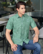 Áo Sơ Mi Ngắn Tay Nam Linen 4014C Xanh Lá Cây