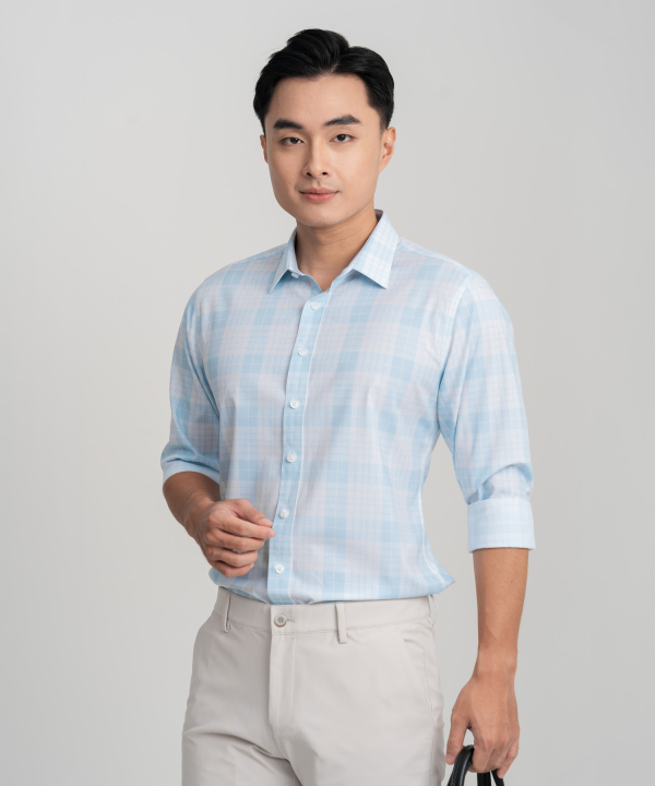 Áo Sơ Mi Dài Tay Nam Kẻ Ô AS/BA/25/B14