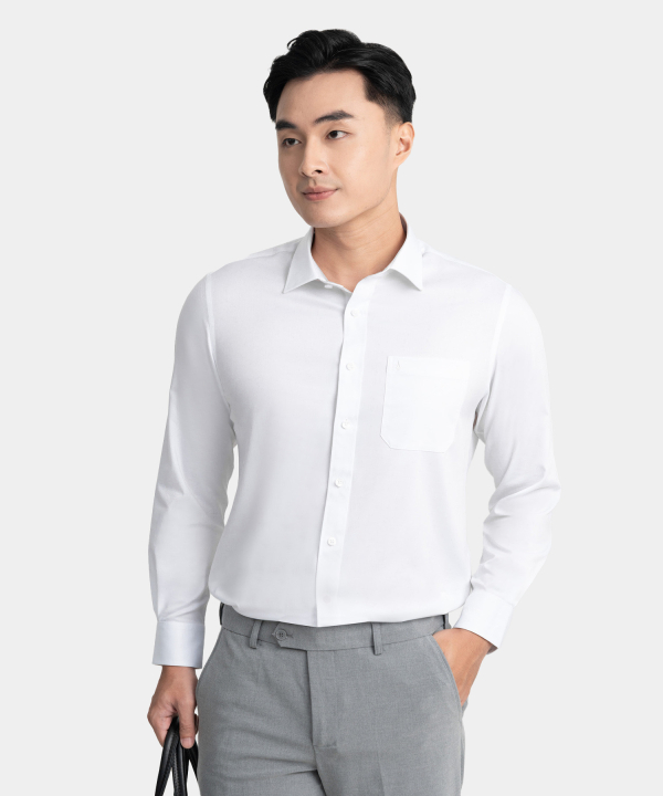 Áo Sơ Mi Dài Tay Nam Màu Trắng AR/WH/25/A1-1