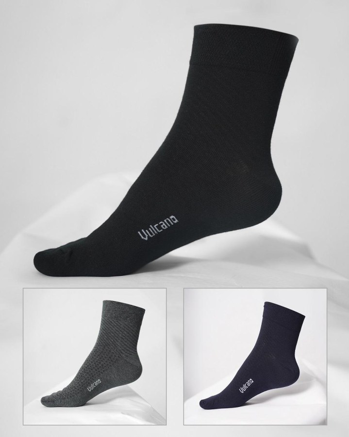 Combo 2 Đôi Tất Nam Cổ Cao Mix Màu Xanh Than, Đen 3004A