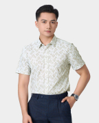 Áo Sơ Mi Ngắn Tay Hoạ Tiết 5036 - Be Đậm