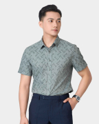 Áo Sơ Mi Ngắn Tay Hoạ Tiết 5036 - Ghi