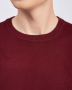 Áo Len Nam Cotton Họa Tiết 2001 - Đỏ Đô