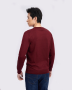 Áo Len Nam Cotton Họa Tiết 2001 - Đỏ Đô