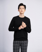 Áo Len Nam Cotton Họa Tiết 2001 - Đen