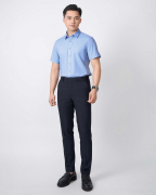 Áo Sơ Mi Ngắn Tay Nam Trơn 5019 Xanh Da Trời - Xanh Nhạt