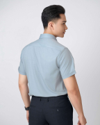 Áo Sơ Mi Ngắn Tay Nam Dệt Họa Tiết 5027 - Xanh Da Trời