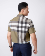 Áo Sơ Mi Ngắn Tay Nam Họa Tiết Kẻ 5021 - Nâu