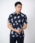 Áo Sơ Mi Ngắn Tay Nam Hawaii 5037 - Xanh Đậm
