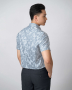 Áo Sơ Mi Ngắn Tay Nam Hoạ Tiết 5034 - Ghi