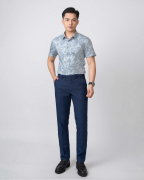Áo Sơ Mi Ngắn Tay Nam Hoạ Tiết 5034 - Ghi