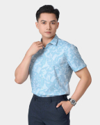 Áo Sơ Mi Ngắn Tay Nam Hoạ Tiết 5034 - Xanh Da Trời