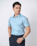 Áo Sơ Mi Ngắn Tay Nam Hoạ Tiết 5034 - Xanh Da Trời