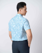 Áo Sơ Mi Ngắn Tay Nam Hoạ Tiết 5034 - Xanh Da Trời