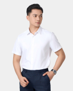 Áo Sơ Mi Ngắn Tay Nam Màu Trắng Họa Tiết Chìm 5032W