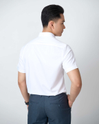 Áo Sơ Mi Ngắn Tay Nam Màu Trắng Họa Tiết Chìm 5035W