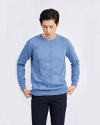 Áo Len Nam Cotton Họa Tiết 2004 - Xanh Da Trời
