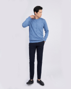 Áo Len Nam Cotton Họa Tiết 2004 - Xanh Da Trời
