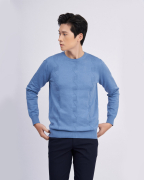 Áo Len Nam Cotton Họa Tiết 2004 - Xanh Da Trời