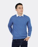 Áo Len Nam Cotton Họa Tiết 2007 - Xanh Da Trời