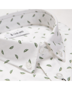 Áo Sơ Mi Dài Tay Nam Họa Tiết Lá Cây 2061A Trắng