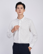 Áo Sơ Mi Dài Tay Nam Họa Tiết Lá Cây 2061A Trắng