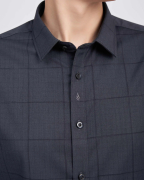 Áo Sơ Mi Dài Tay Nam Họa Tiết Kẻ Ô 2063A Đen