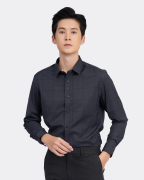 Áo Sơ Mi Dài Tay Nam Họa Tiết Kẻ Ô 2063A Đen