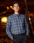 Áo Sơ Mi Dài Tay Nam Kẻ 2059A Xanh Dương