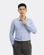 Áo Sơ Mi Dài Tay Nam Kẻ 3043C Xanh Da Trời