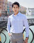 Áo Sơ Mi Dài Tay Nam Kẻ 3043C Xanh Da Trời