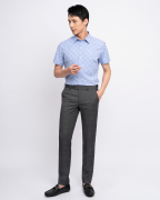 Áo Sơ Mi Ngắn Tay In Họa Tiết Ô Trám 2011 Xanh Da Trời