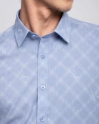 Áo Sơ Mi Ngắn Tay In Họa Tiết Ô Trám 2011 Xanh Da Trời