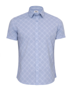 Áo Sơ Mi Ngắn Tay In Họa Tiết Ô Trám 2011 Xanh Da Trời